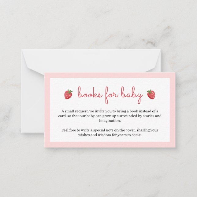 Cartão De Notas Books for Baby Strawberry Baby Shower Card (Frente)