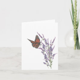 Cartão De Notas Borboleta Monarch nas Flores de Lavanda Nota