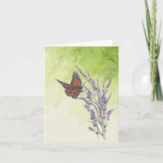 Cartão De Notas Borboleta Monarch nas Flores de Lavanda Nota