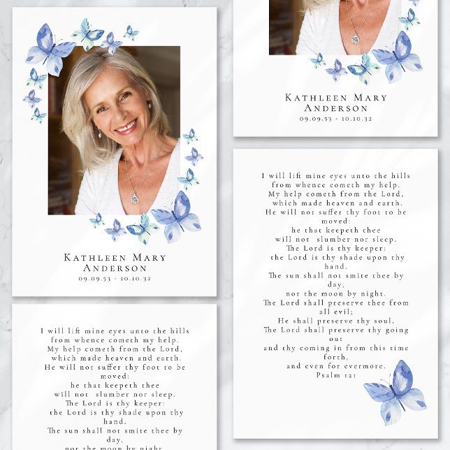 Cartão De Notas Borboletas Foto Funeral Memorial Prayer Card (Criador carregado)