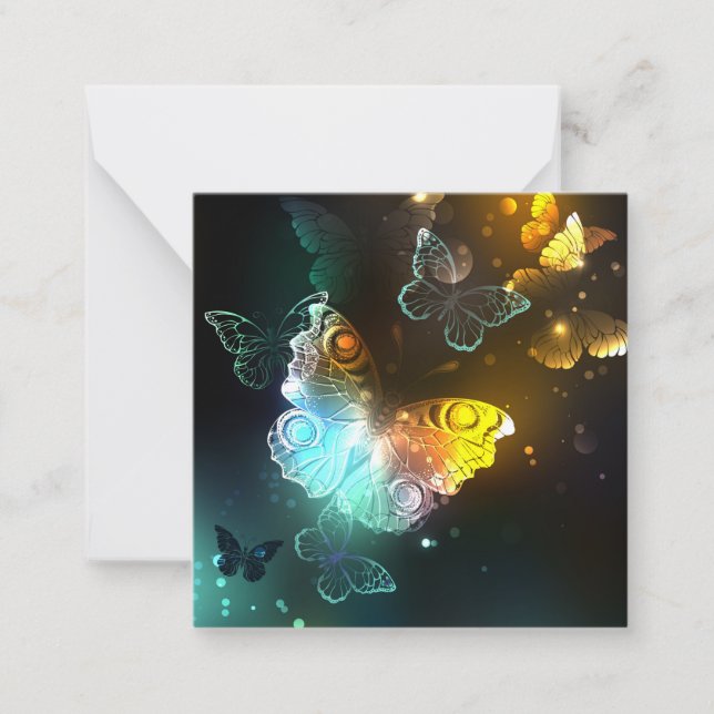 Cartão De Notas Borboletas luminosas e borboletas noturnas (Frente)