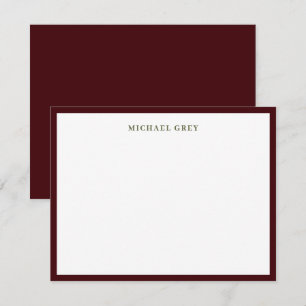 Cartão De Notas Borda Burgundy Moderna Profissional