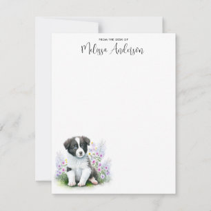 Cartão De Notas Borda Cachorro Cachorro Aquarela Cachorro Personal