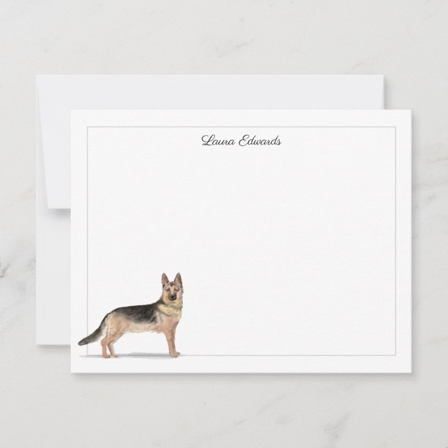 Cartão De Notas Borda de Cinza de german shepherd Personalizada (Frente)