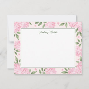 Cartão De Notas Borda de Hortênsia Rosa Personalizada