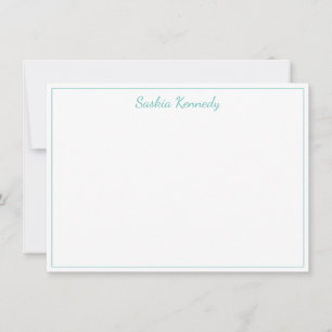 Cartão De Notas Borda de Script Aqua Elegante Personalizada