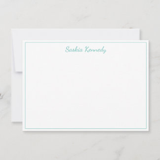 Cartão De Notas Borda de Script Aqua Elegante Personalizada
