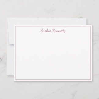 Cartão De Notas Borda de Script Cor-de-Rosa Blush Elegante Persona