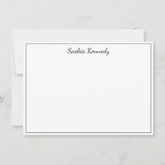 Cartão De Notas Borda de Script Preto Elegante Personalizada