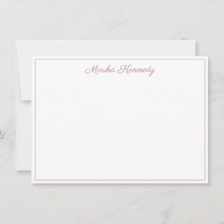 Cartão De Notas Borda de Script Rosa-Blush Elegante