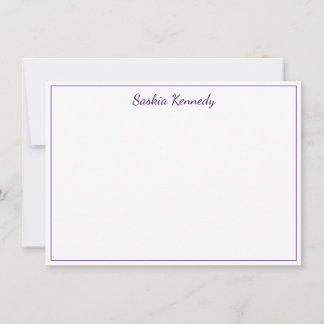 Cartão De Notas Borda de Script Roxo Elegante Personalizada