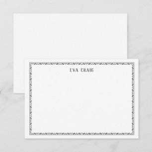 Cartão De Notas Borda Decorativa Elegante Personalizada Plana