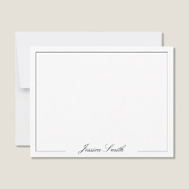 Cartão De Notas Borda do Nome do Monograma do Script Elegante