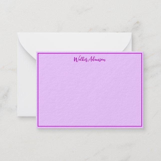 Cartão De Notas Borda do Nome do Tartan da Xadrez Roxo Gingham (Frente)