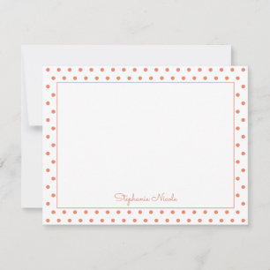 Cartão De Notas Borda fina personalizada laranja Bolinhas simples