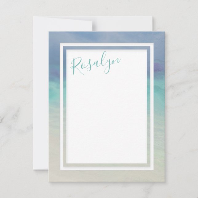 Cartão De Notas Borda pintada do oceano (Frente)