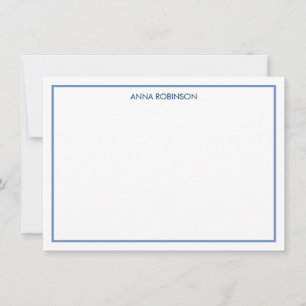Cartão De Notas Borda Simples na Placa de Nota Plana Azul