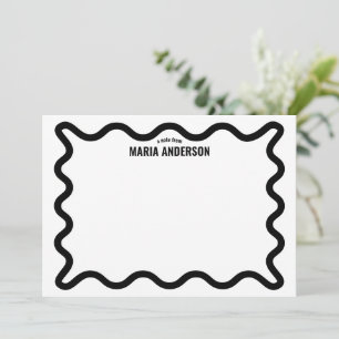 Cartão De Notas Borda Wavy Preta Personalizada