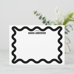 Cartão De Notas Borda Wavy Preta Personalizada