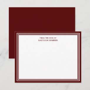 Cartão De Notas Bordadura Tripla Burgundy Do Gabinete De Flat