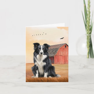 Cartão De Notas Border Collie Dog and Red Barn Ranch