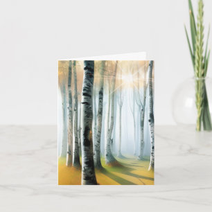 Cartão De Notas Bosque de Bétula ou Álamo Iluminado à Luz do Sol e
