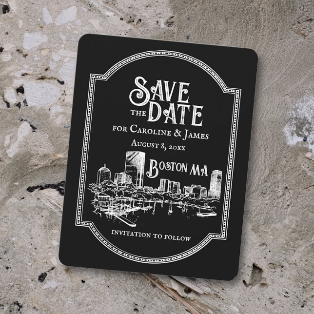 Cartão De Notas Boston Personalizada Salve a Data (Criador carregado)