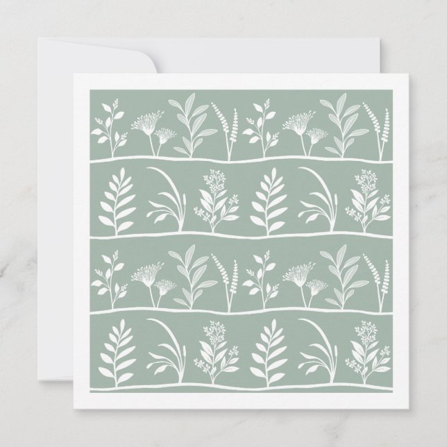 Cartão De Notas Botanic Serenade Soft Sage Minimalist Silhouettes (Frente)