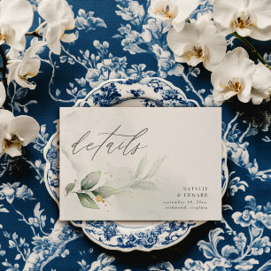 Cartão De Notas Botânica Personalizada para Casamento Azul Marinho