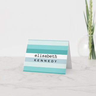 Cartão De Notas Box Aqua Blue Stripes