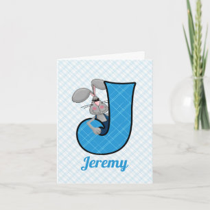 Cartão De Notas Boys Blue Jackrabbit Monogramed - Letra J Vazio