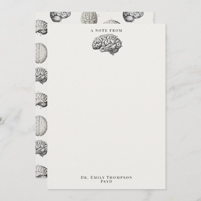 Cartão De Notas Brain Anatomy Biology Illustrations Psychologist (Frente/Verso)