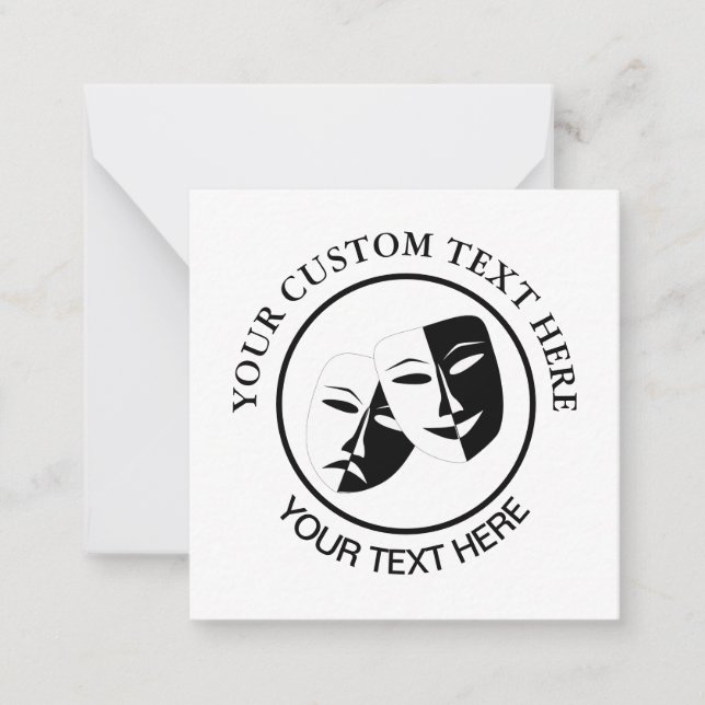 Cartão De Notas Branca Preta Tragédia em Máscara de Teatro (Frente)