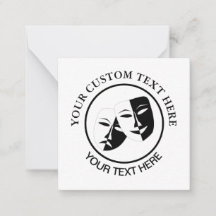 Cartão De Notas Branca Preta Tragédia em Máscara de Teatro