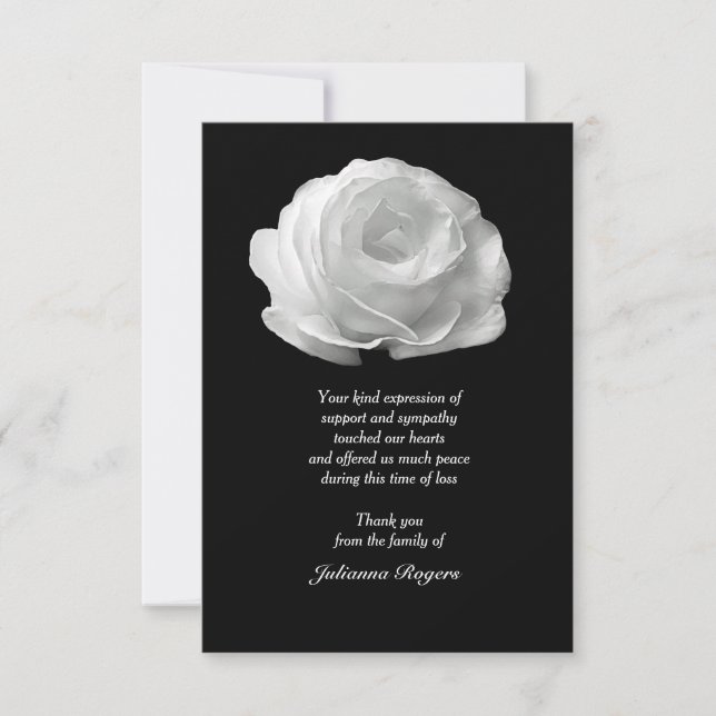 Cartão De Notas Branca Rose Bereavement Obrigado Notecards (3,5x5) (Frente)