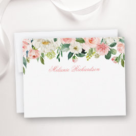 Cartão De Notas Branco Cor-de-Água Rosa Personalizado