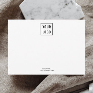 Cartão De Notas Branco minimalista elegante do logotipo comercial