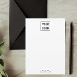 Cartão De Notas Branco minimalista elegante do logotipo comercial<br><div class="desc">Adicione seu logotipo.</div>