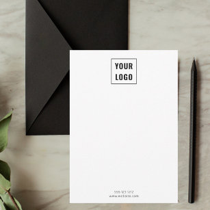 Cartão De Notas Branco minimalista elegante do logotipo comercial