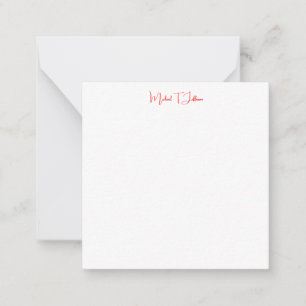 Cartão De Notas Branco Vermelho Simples, Simples, com Script de Es