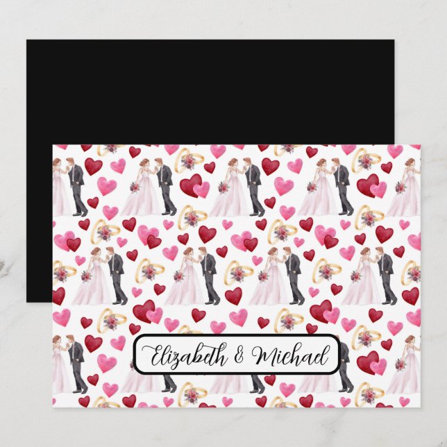 Cartão De Notas Bride & Groom Wedding Note Card (Frente/Verso)