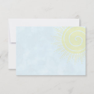 Cartão De Notas Brilho Amarelo Sol em Céu Azul em Branco