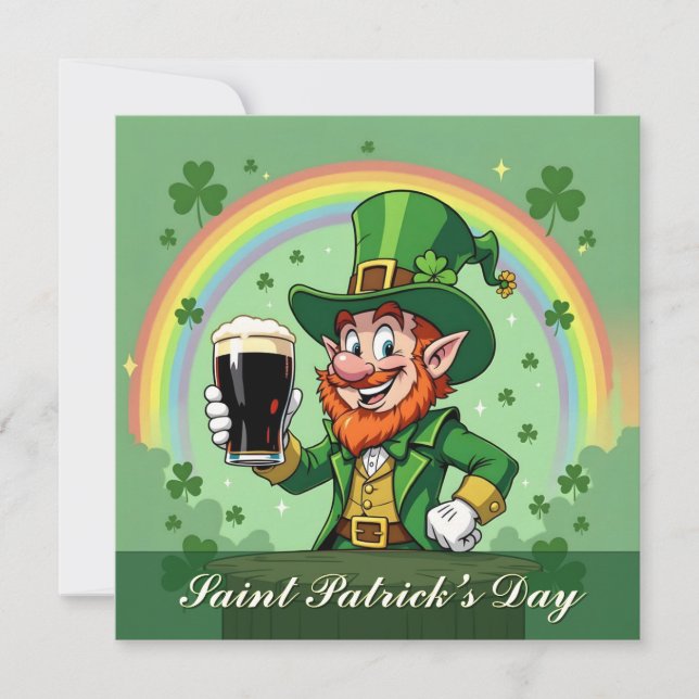 Cartão De Notas Brindes do Leprechaun sob o Arco-íris (Frente)