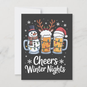 Cartão De Notas Brindes Noites de Inverno Cervejas Boneco de Neve 