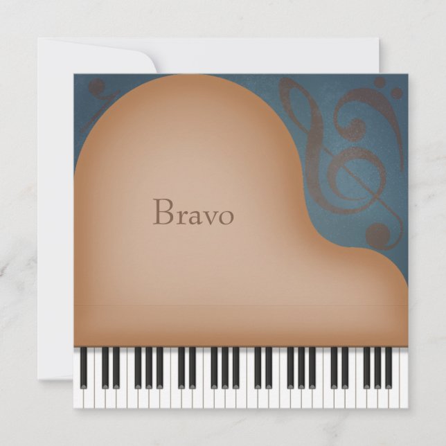 Cartão De Notas Brown Grand Piano Personalizado (Frente)