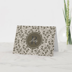 Cartão De Notas Brown Leaves Monogram Note Cards