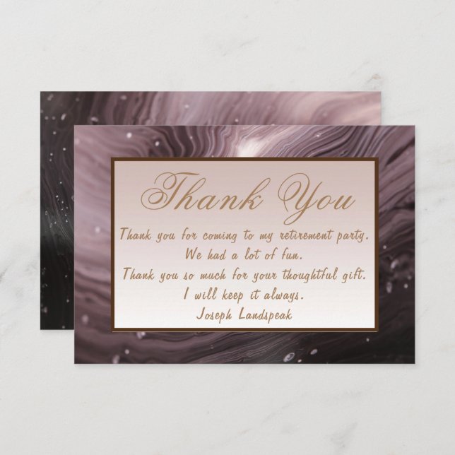 Cartão De Notas Brown Marble Happy Retirement Obrigado (Frente/Verso)