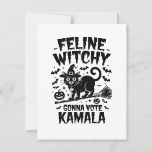 Cartão De Notas Bruxa Felina Vai Votar Kamala Halloween