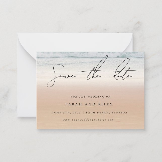 Cartão De Notas BUDGET Beach Weding Date Invitation (Frente)