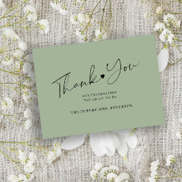 Cartão De Notas Budget bridal shower script sage green thank you
